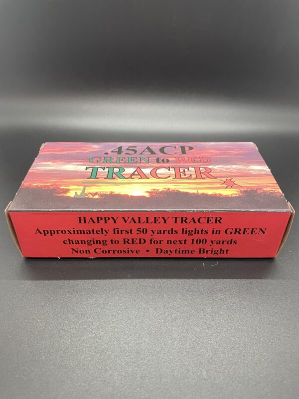 45 ACP GREEN TRACER AMMO. HAPPY VALLEY 50 ROUND BOX - Image 9