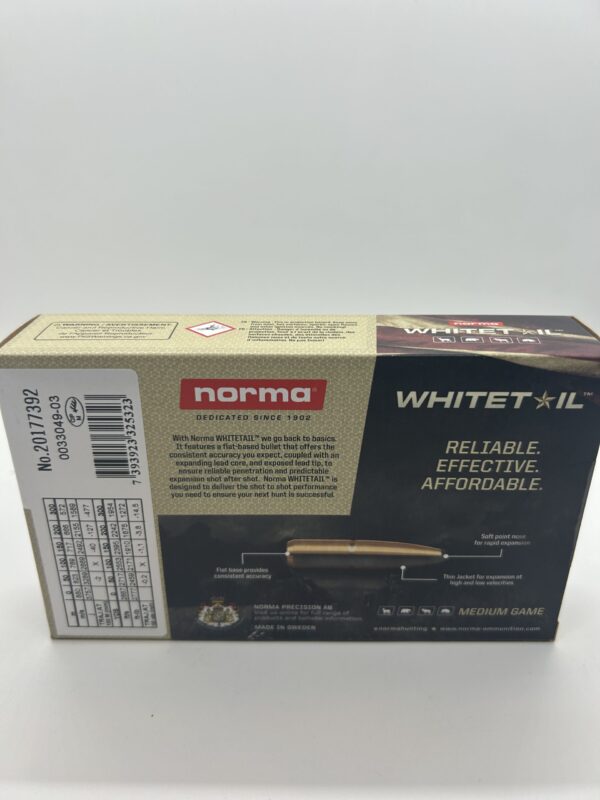 Norma Whitetail 30-06 Springfield Ammo 150 Grain Jacketed Soft Point Box of 20 - Image 3