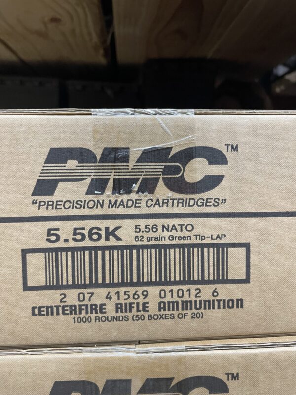 PMC X-TAC 5.56 NATO 62 GRAIN GREEN TIP. 1000 round case.