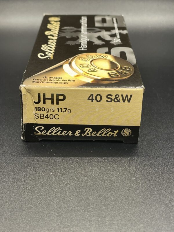 Sellier & Bellot 40 S&W Ammo 180 Grain Jacketed Hollow Point. 50 round box - Image 3