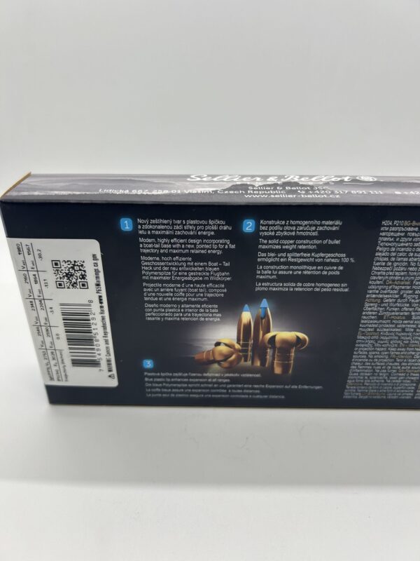 Sellier & Bellot Blue 300 Winchester Magnum Ammo 180 Grain Exergy Lead-Free. 20 round box - Image 3