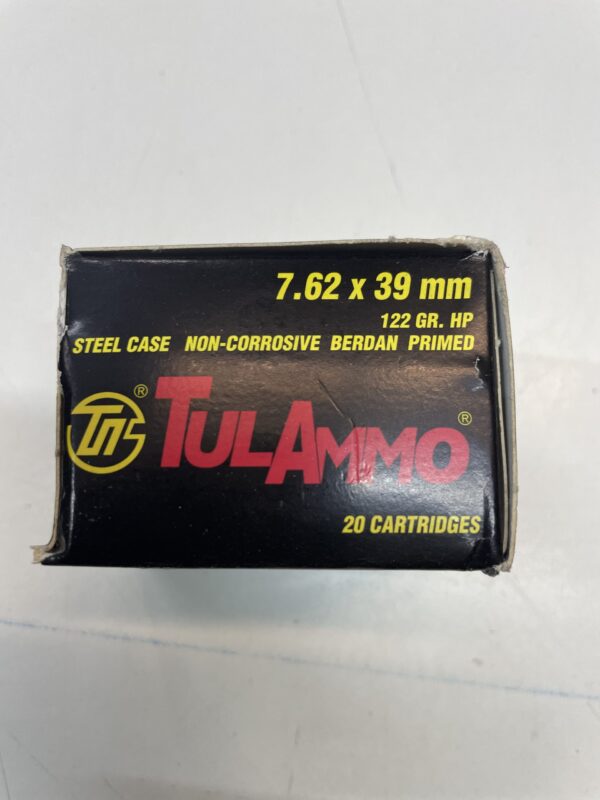 7.62x39 122 Grain Hollow Point TulAmmo. 20 rounds