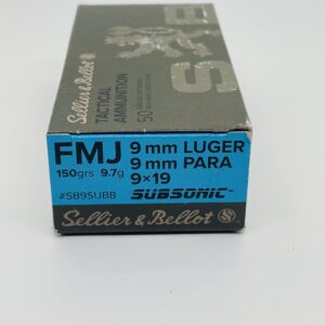 50 Round Box – 9mm Luger 150 Grain FMJ Subsonic Ammo Made By Sellier Bellot 9MM cdvs.15.applicationx.net