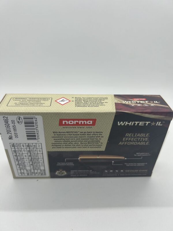 Norma Whitetail 243 Winchester Ammo 100 Grain Jacketed Soft Point Box of 20 - Image 2