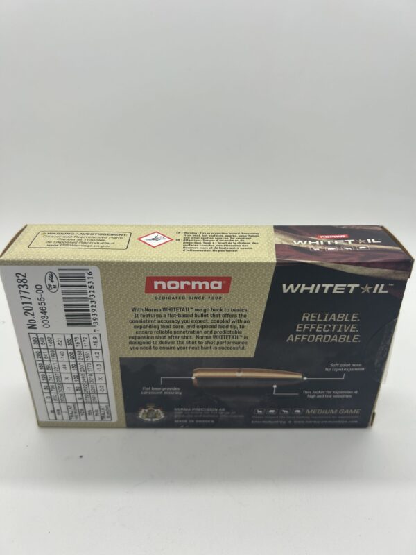 Norma Whitetail 308 Winchester Ammo 150 Grain Jacketed Soft Point Box of 20 - Image 2